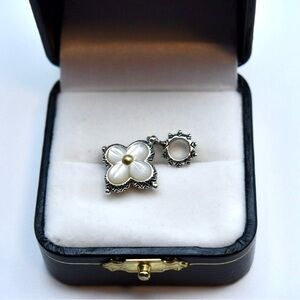 BARBARA BIXBY FLOWER CHARM WHITE MOP Mother of Pearl GEMSTONE SS 18K Pendant